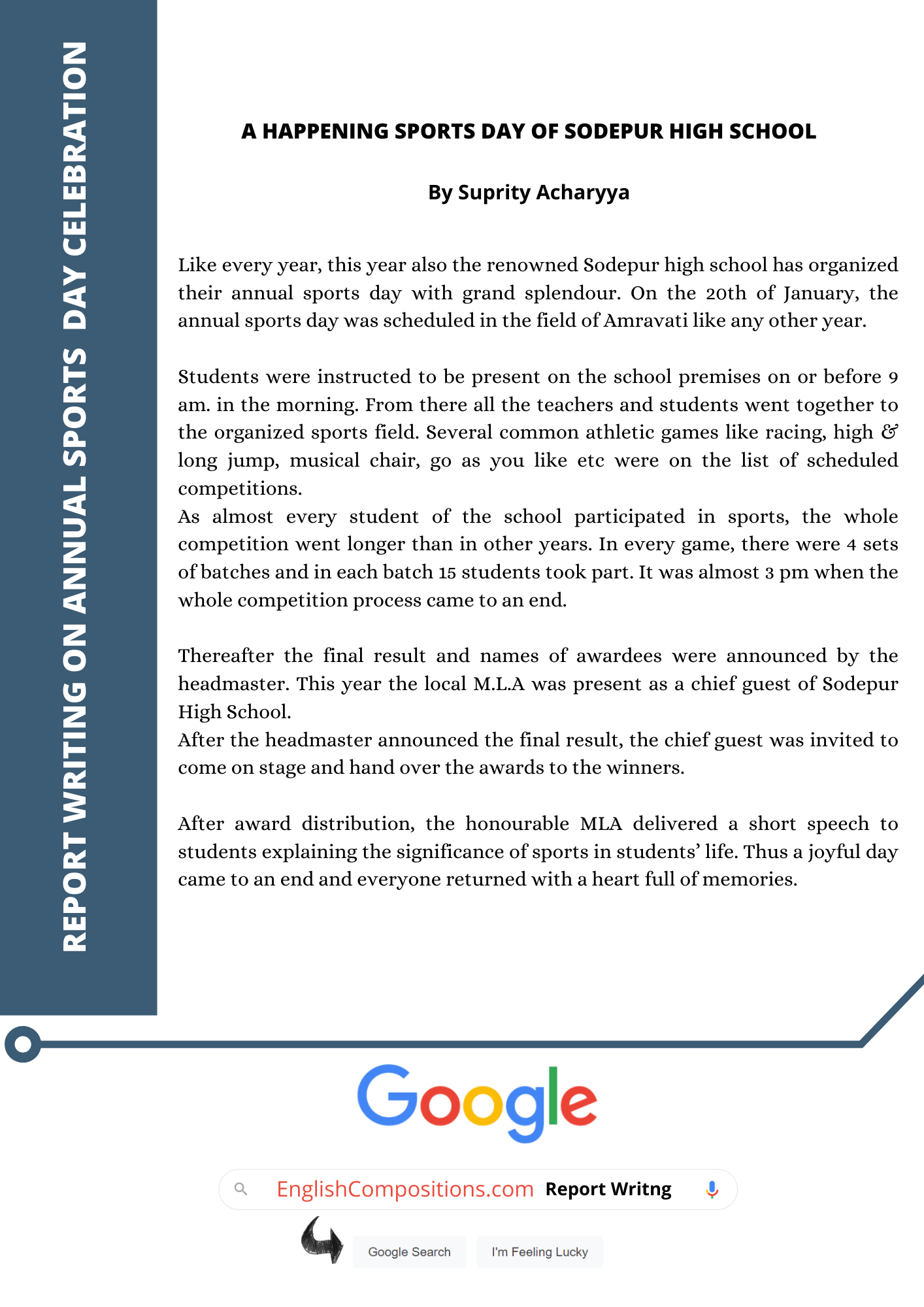 Report Writing On Annual Sports Day Celebration In Your School 4 Examples 