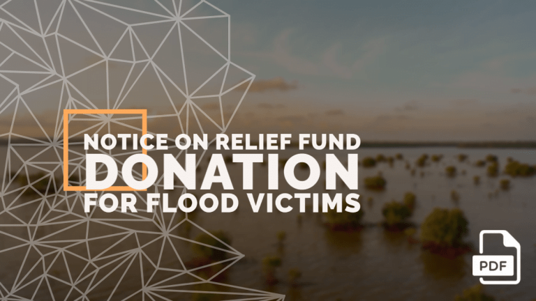 feature image of notice writing on donation for flood victims