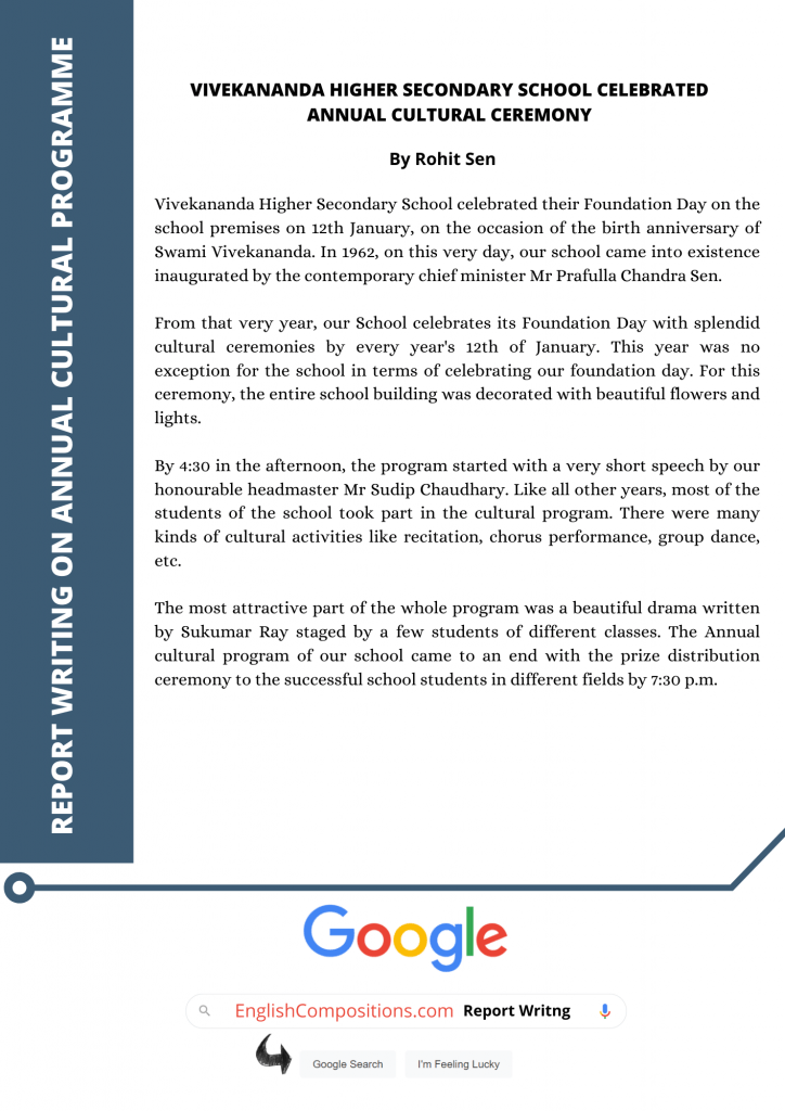 report writing on cultural programme