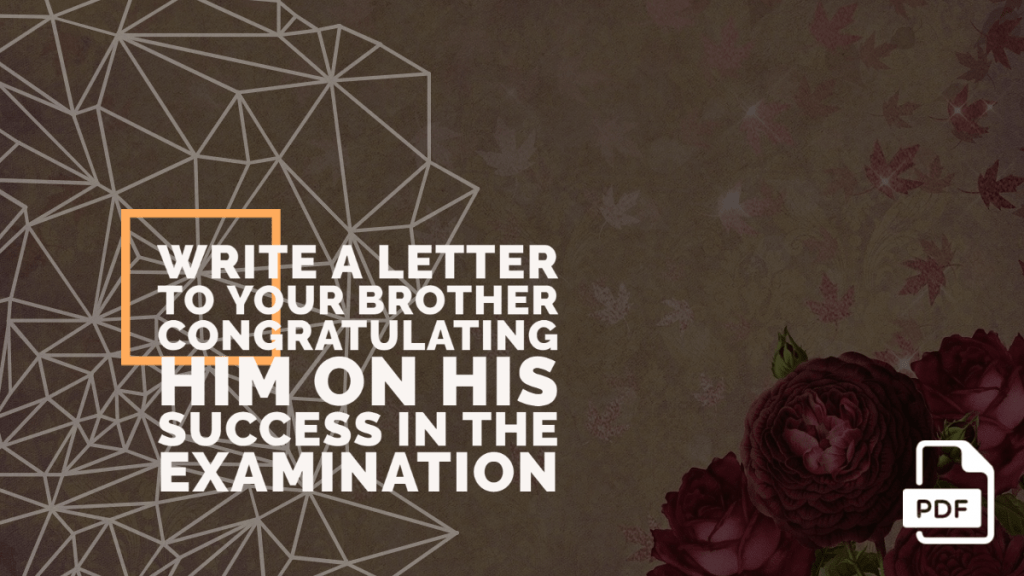 Write a Letter to Your Brother Congratulating Him on His Success in the Examination