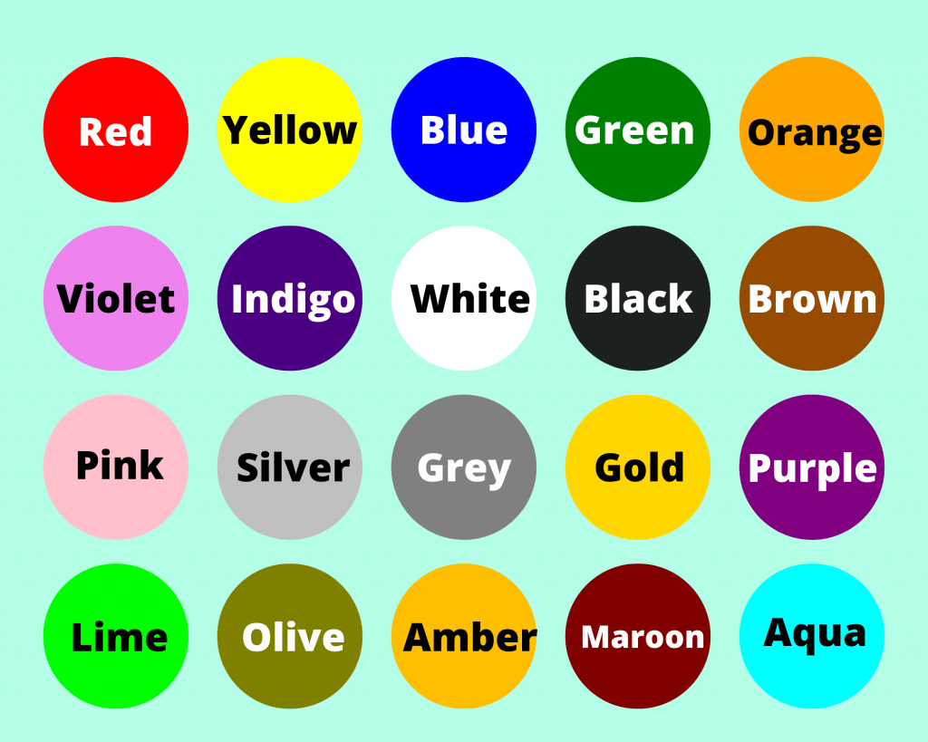 Colours name in english