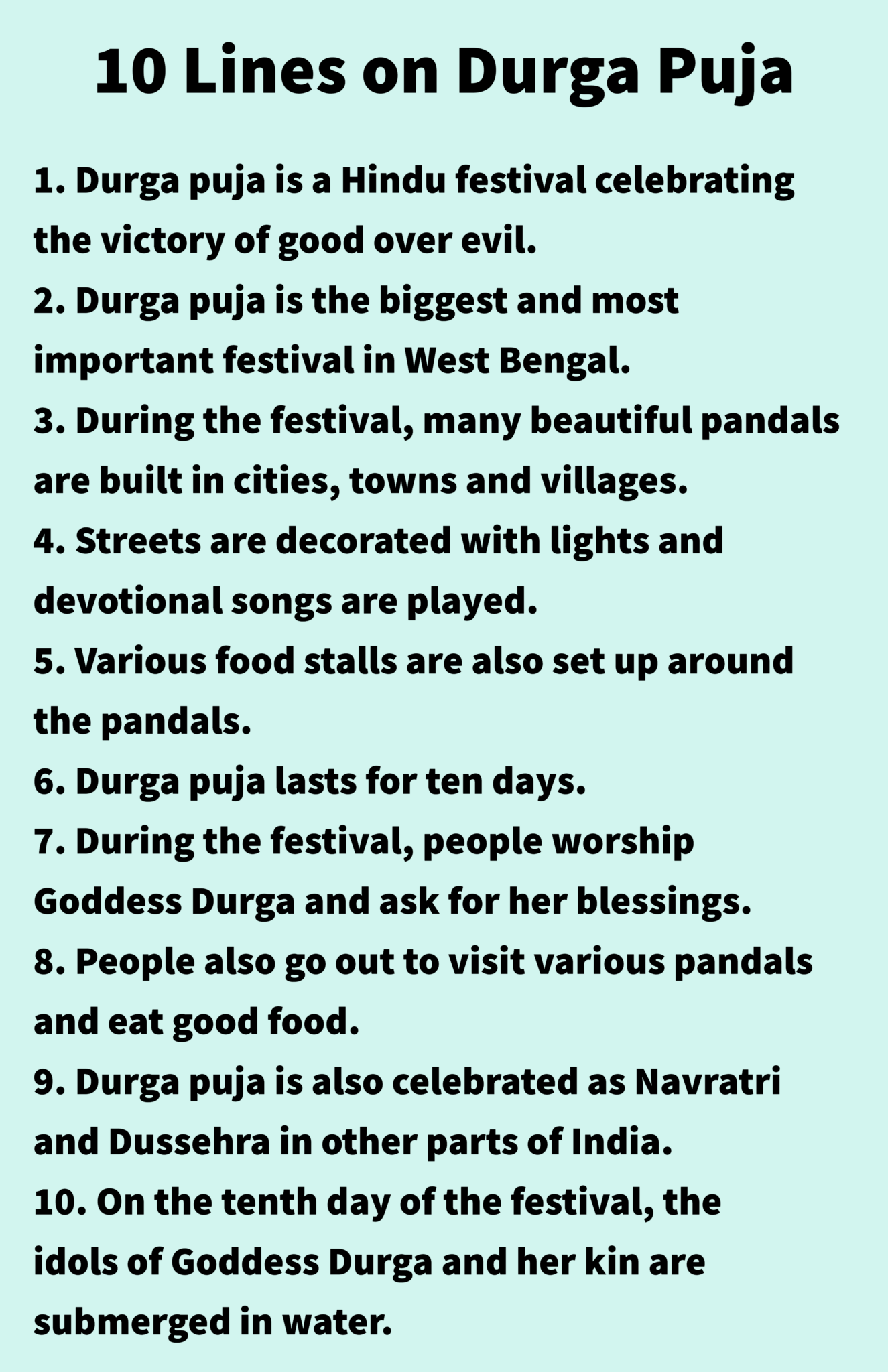 essay on durga puja in english for class 3