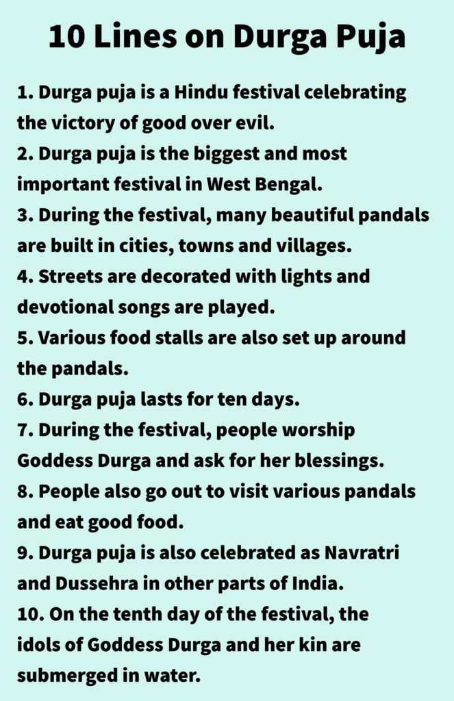 10 Lines on Durga Puja Example