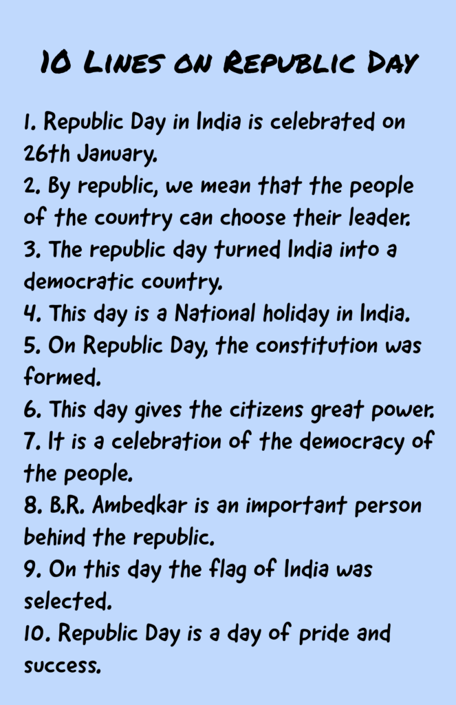 republic day essay in english 10 lines for class 3