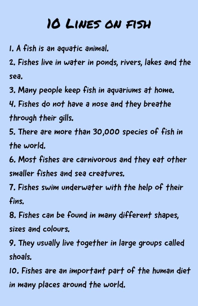 10 Lines on fish example
