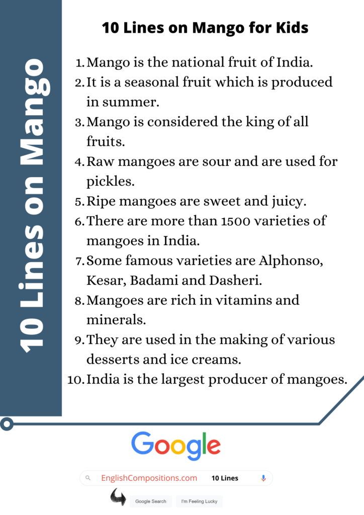 10 Lines on Mango Example