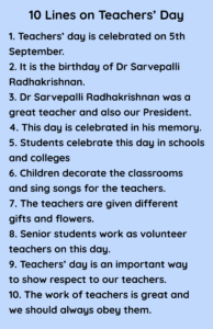 10 Lines on Teachers' Day in English [3 Examples] - English Compositions