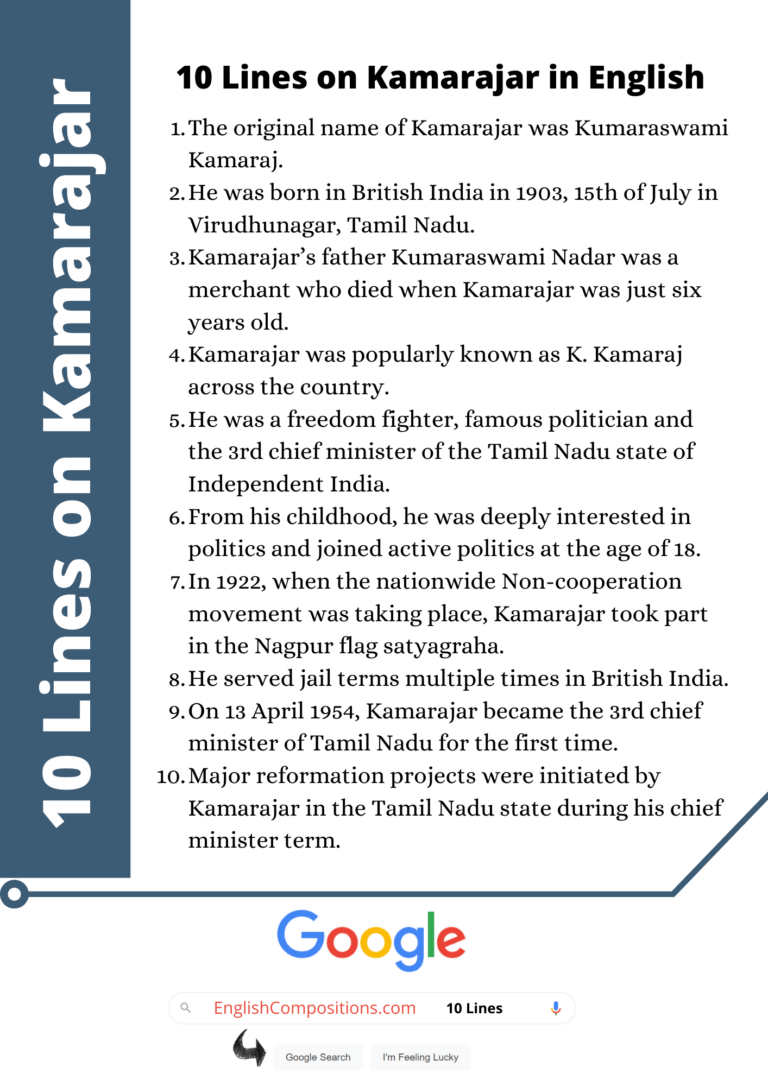 kamarajar speech in english 10 lines